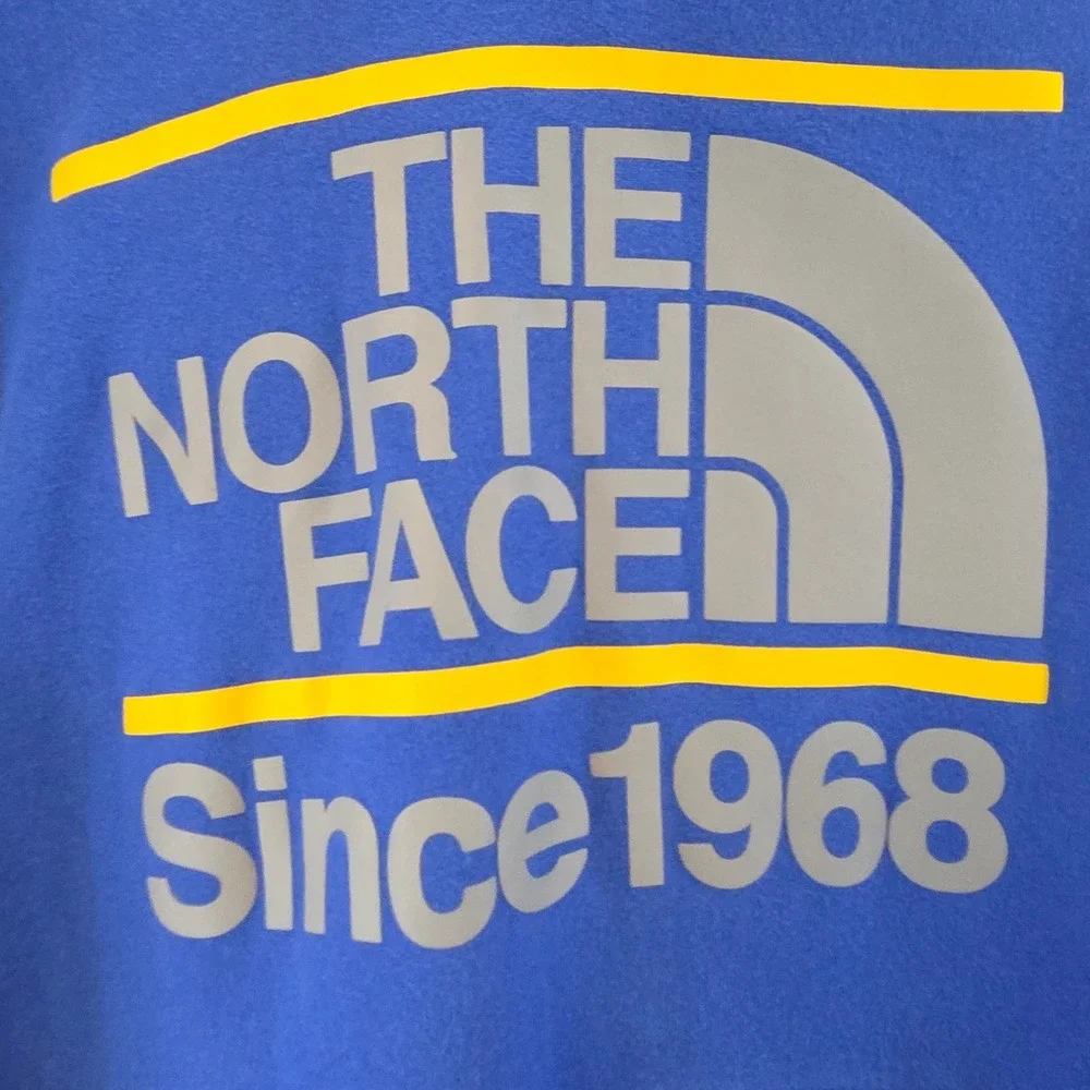 The North Face Since 1968 Blue Grey Yellow Hoodie Pullover‎ Men's LG